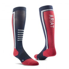 Ariat Tek Slimline Performance Socks Navy/Red