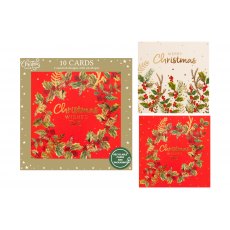 Christmas Card Berry Wreath 10 Pack