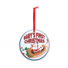 Personalised Bauble Christmas Card Baby's First Xmas