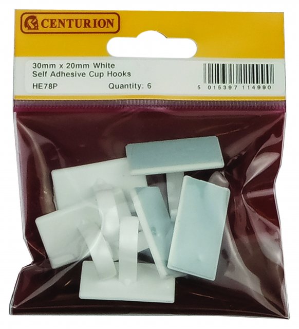Centurion Self Adhesive Cup Hooks 6 Pack