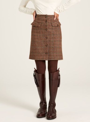Joules Joules Avery Skirt Brown Houndstooth