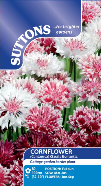 SUTTONS Suttons Cornflower Classic Romantic Centaurea Seeds