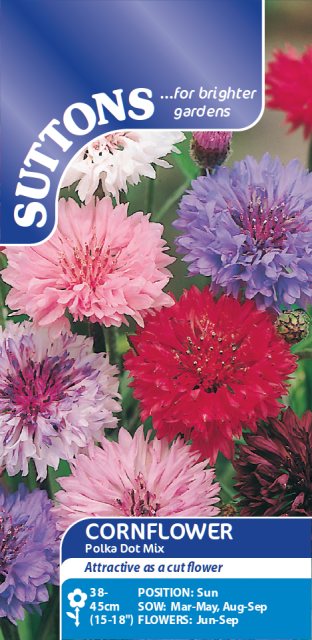 SUTTONS Suttons Cornflower Polka Dot Mix Seeds
