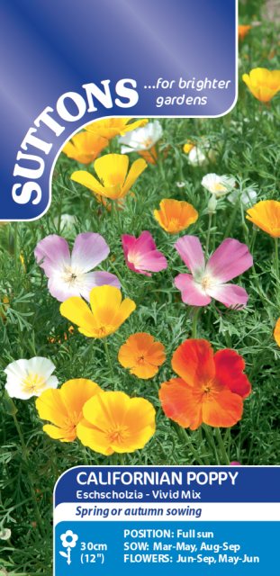 SUTTONS Suttons Californian Poppy Eschscholzia Vivid Mix Seeds