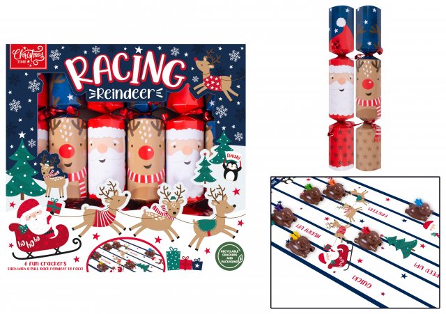 Christmas Cracker Racing Reindeers 6 Pack