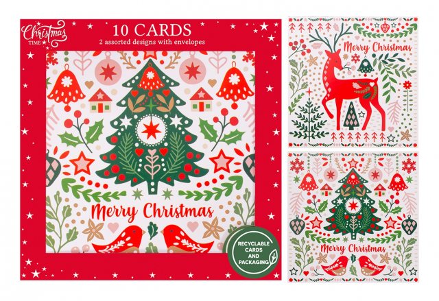 Christmas Card Scandi Print 10 Pack