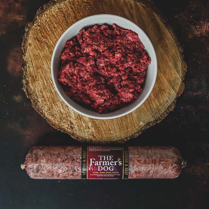 Dogs and top raw beef