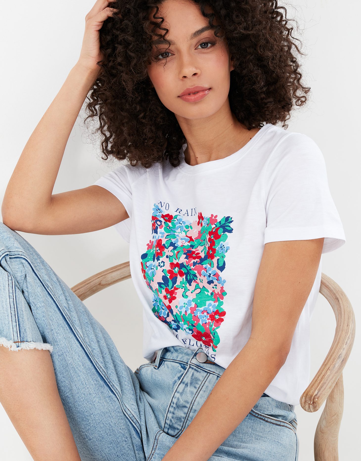 Joules Carley White Flowers T-Shirt - Tops & Cardigans - Mole Avon