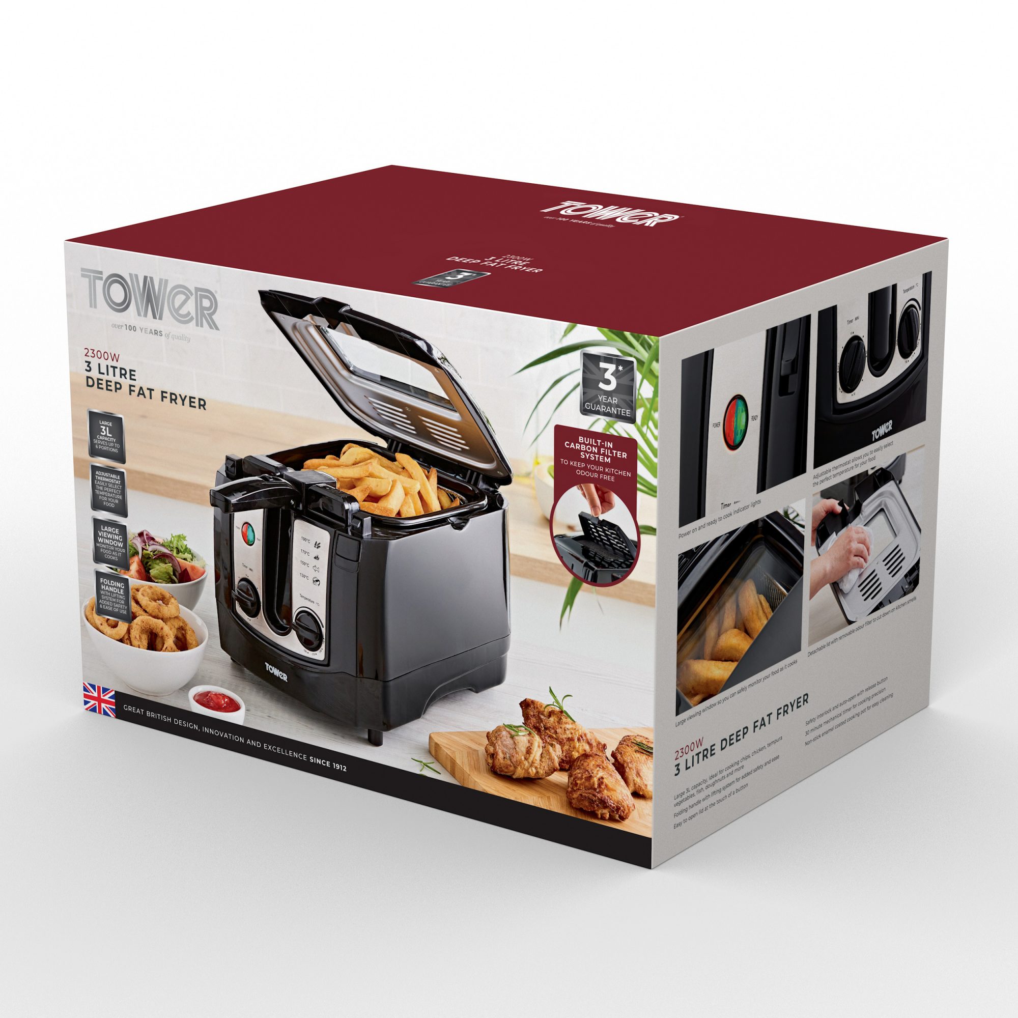 TOWER Tower Easy Clean Deep Fryer 3L Fryers & Slowcookers Mole Avon