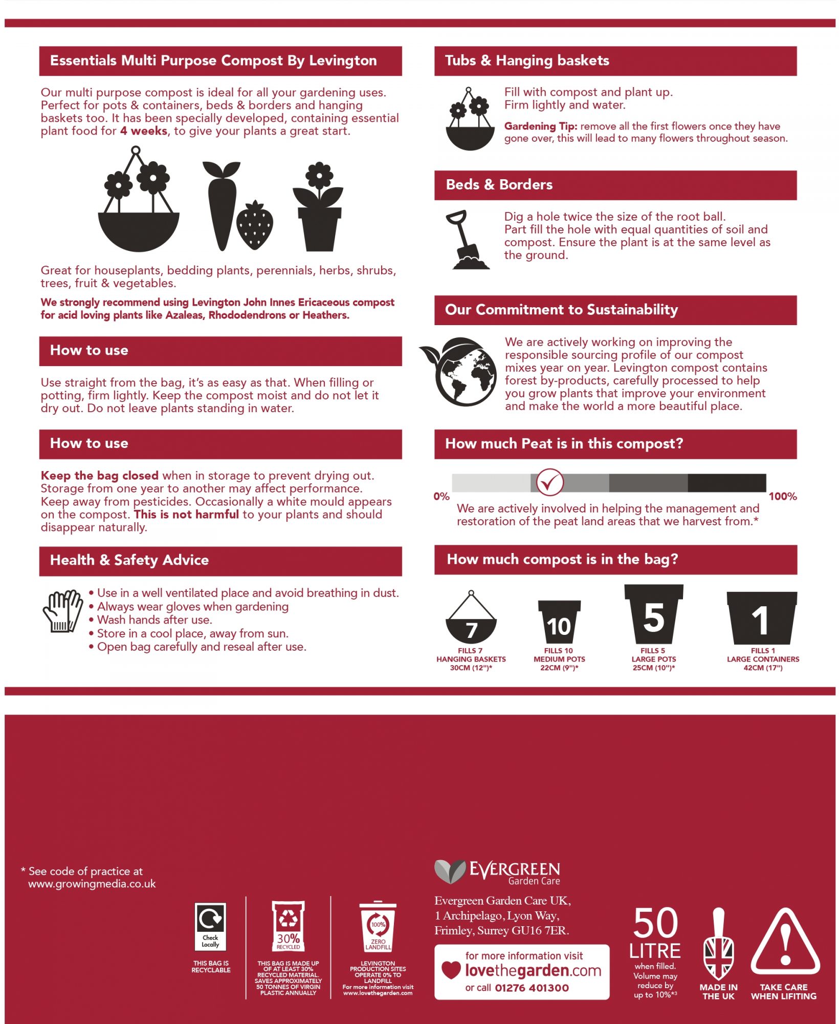 MIRACLE Levington Essentials Multi Purpose Compost 50L Compost Mole