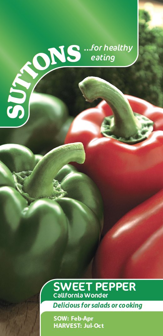 SUTTONS Sweet Pepper California Wonder Seeds Peppers & Chillies Mole Avon