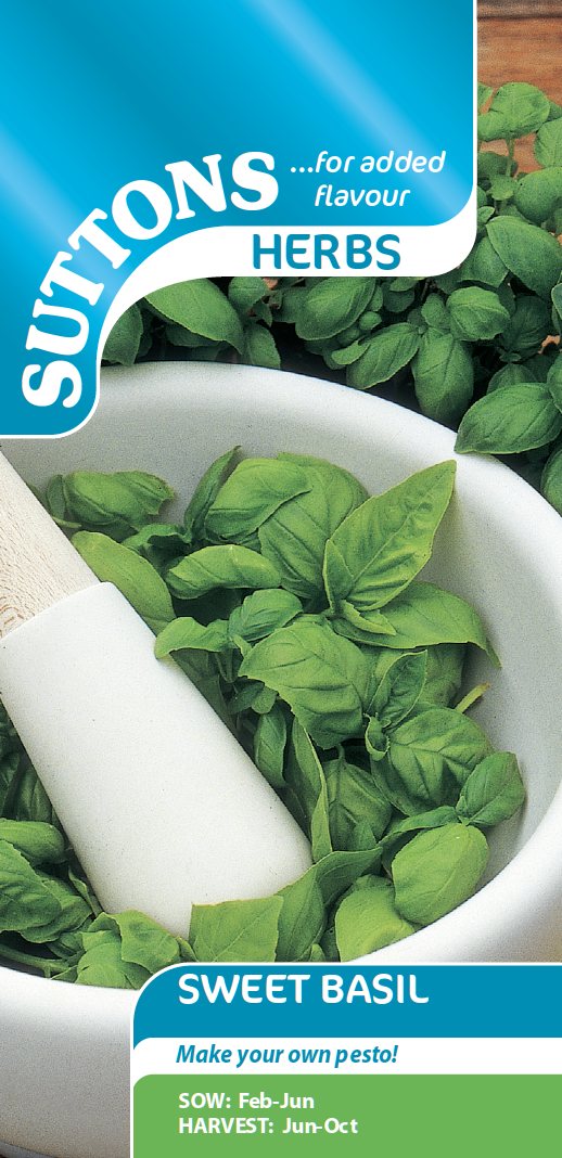 SUTTONS Sweet Basil Seeds Herbs Mole Avon