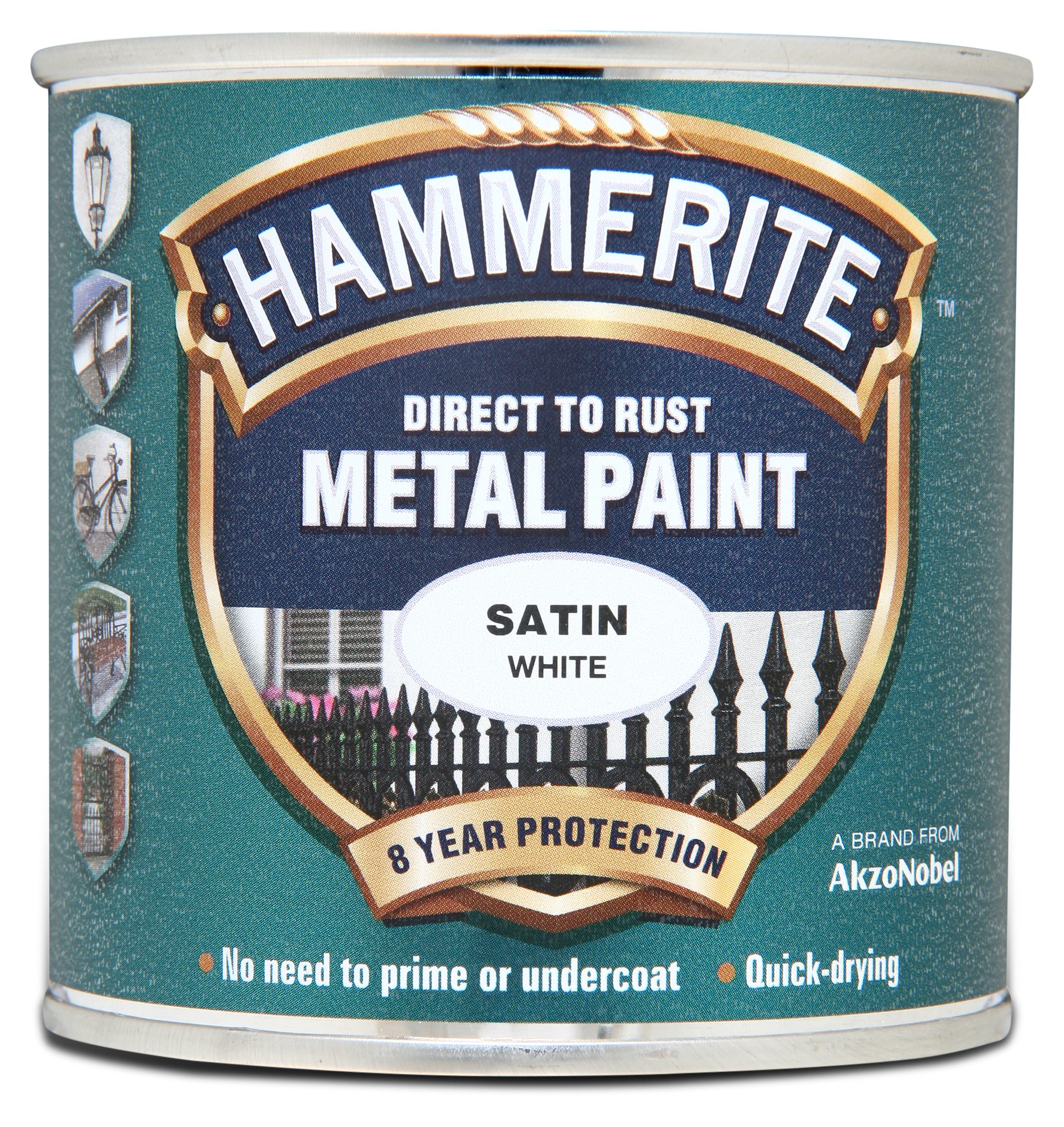 Hammerite Metal Paint 250ml Satin White Wood & Metal Paints Mole Avon