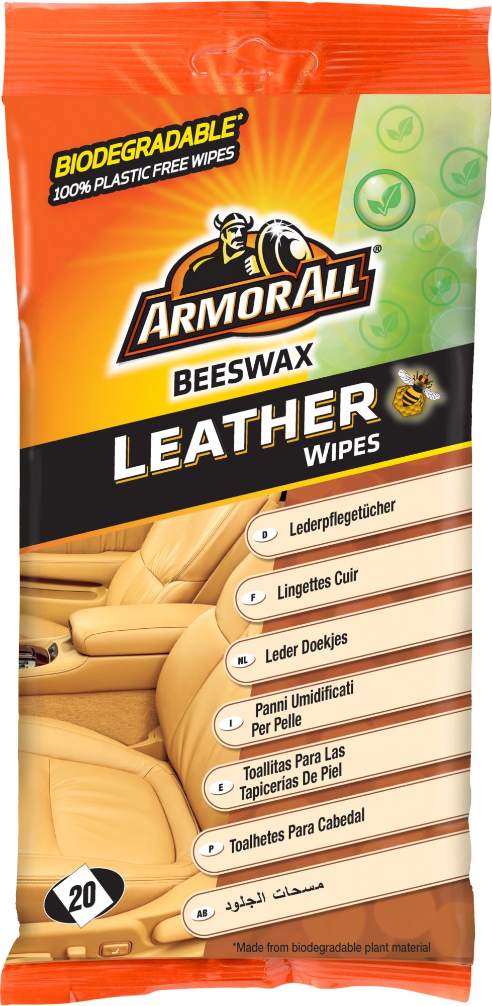 Armor All Leather Care Wipes with Beeswax 20 Count