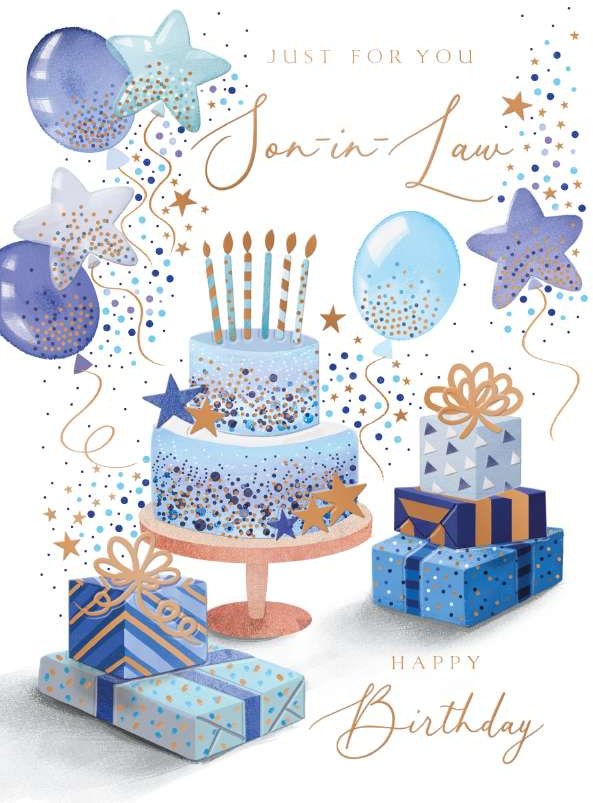 Son In Law Cake & Presents Birthday Card - Birthday