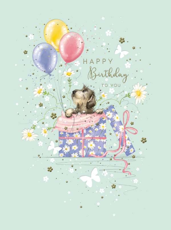 Joli Pup & Balloons Birthday Card - Birthday