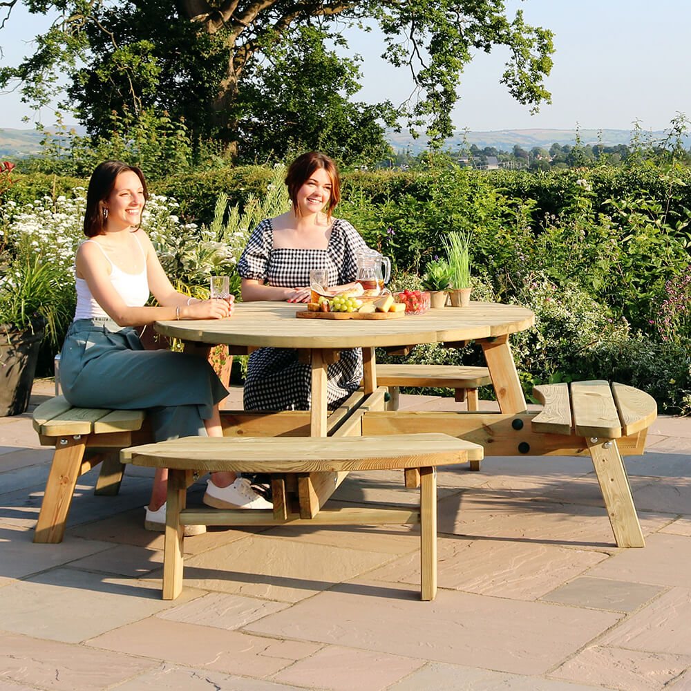 Zest Rose Round Picnic Table - Furniture