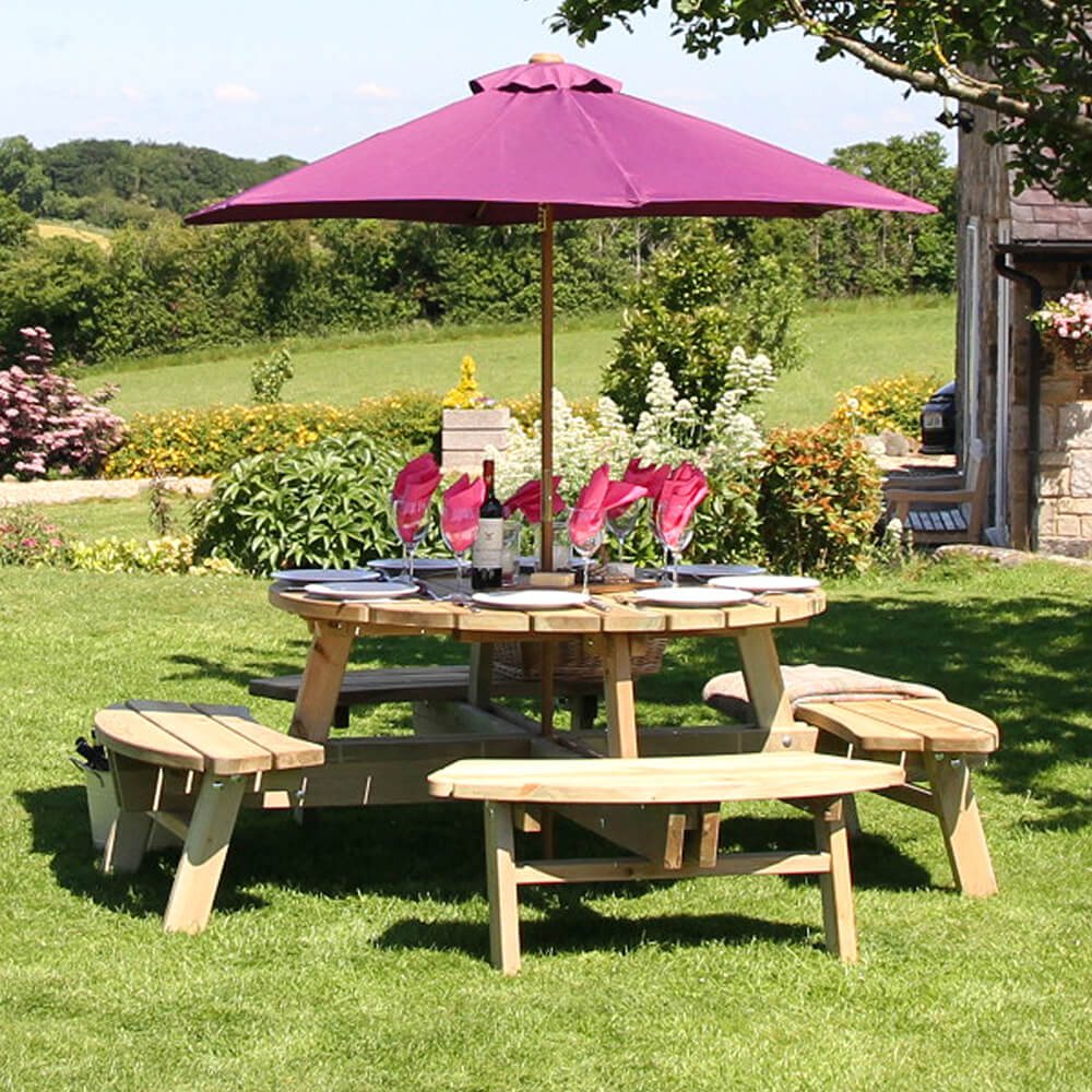 Zest Rose Round Picnic Table - Furniture