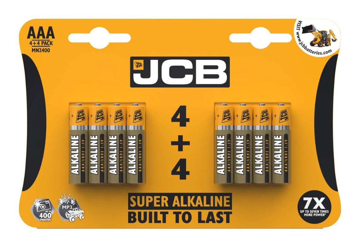 JCB Super AAA Battery 8 Pack - Batteries -