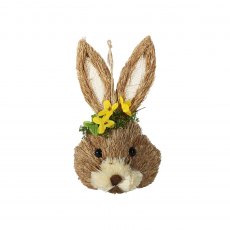 Apac Easter Hanging Rabbit Head With Yellow Flowers 21cm