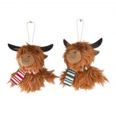 Apac Winter Highland Cow Hanging Ornament 15cm Assorted