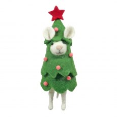 Apac Hanging Felt Mouse In Christmas Tree 15cm