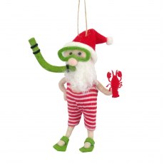 Apac Hanging Felt Snorkelling Santa 15cm