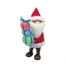 Apac Hanging Felt Santa With Gift Stack 14cm