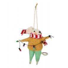 Apac Hanging Felt Mouse With String Lights 12cm