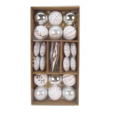 Apac Bauble Set White/Silver Assorted