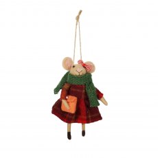 Apac Hanging Felt Mouse With Bow 13cm