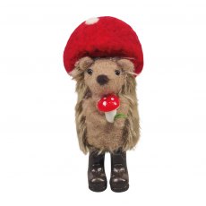 Apac Felt Hedgehog In Toadstool Hat 12cm