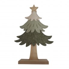 Apac Felt Green Tree On Wooden Stand