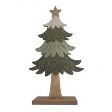 Apac Felt Green Tree On Wooden Stand