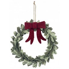 Apac Hanging Felt Red Bow Leaf Wreath