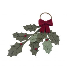 Apac Hanging Felt Berries & Bow Holly Leaves