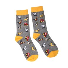 Jess & Lou Bamboo Farmyard Sock Grey