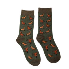 Jess & Lou Bamboo Horses Sock Green