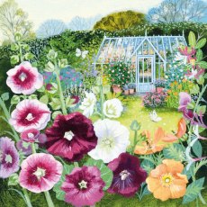 Coast & Country Greenhouse & Hollyhocks Card