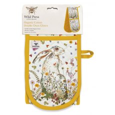 Wild Press Organic Cotton Double Oven Glove Wildflower Hare
