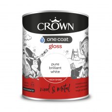 Crown Gloss Paint One Coat 750ml White