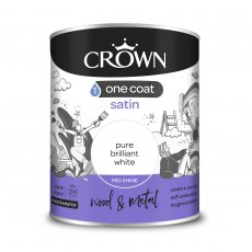 Crown Satin Paint One Coat 750ml White