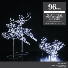 Noma Flexible Reindeers With Sleigh White 96cm