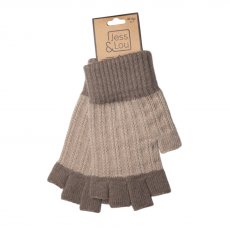Jess & Lou Knitted Fingerless Glove Oatmeal/Cappuccino
