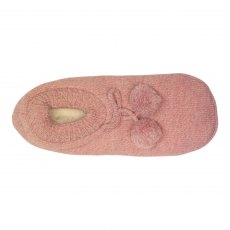 Jess & Lou Ladies' Cosy Marl Slipper Sock Pink