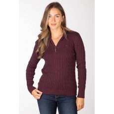 Rydale Emma Cable 1/4 Zip Jumper Burgundy