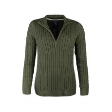 Rydale Emma Cable 1/4 Zip Jumper Khaki