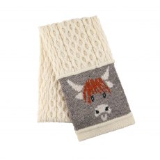JM Cooper Highland Cow Scarf Ecru JM Cooper Highland Cow Scarf Ecru