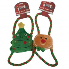 Paws Behaving Badly Christmas Plush Figure 8 Plush Dog Toy With Rope Assorted Paws Behaving Badly Christmas Plush Figure 8 Plush Dog Toy With Rope Assorted