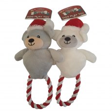 Paws Behaving Badly Christmas Plush Santa Bear Rope Ring Dog Toy Assorted Paws Behaving Badly Christmas Plush Santa Bear Rope Ring Dog Toy Assorted